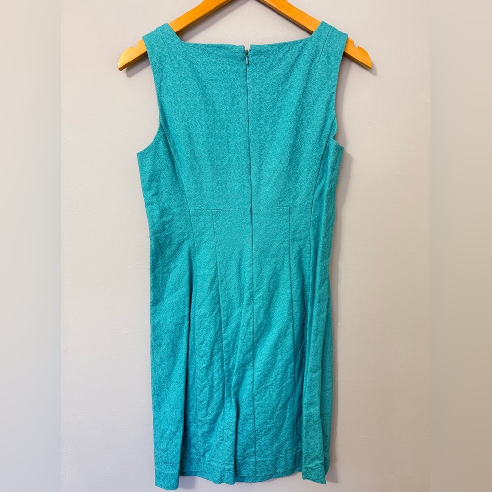 Lilly Pulitzer Adelson Jacquard Shift dress in turquoise pre-owned size 4 - Picture 3 of 7
